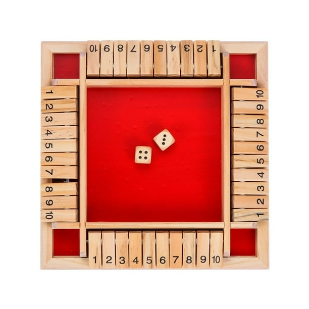 Shut The Box Dice Board Game Wooden Flaps & Dices Game 4 Players Pub Bar Party Supplies Family Entertainment For Kids & Adults