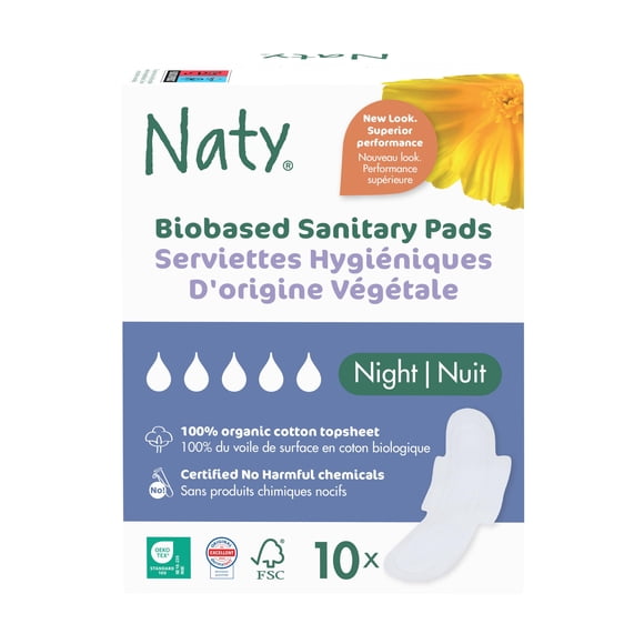 Compresas nocturnas Naty 10 unidades de algodón orgánico
