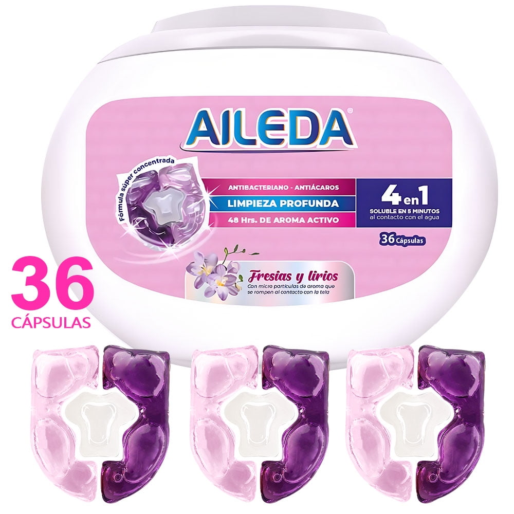 Detergente Para Ropa Envase Aileda Detergente Cápsulas Fresias Y Lirios Antibacterial Caja