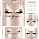 thumbnail image 1 of 1pc/set Glitter Eyelash Bathmat & Shower Curtain, Bath Curtain With 12 Hooks, Anti Slip Bathmat, U Shaped Toilet Mat And Toilet Cover, Bathroom Accessories, Bathroom Decor, 1 of 5