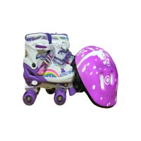 Genérico - Patin 4 Ruedas Con Luces Y Kit Talla M 35 38 Morado