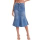 thumbnail image 1 of INSPIRE CHIC Falda de Mezclilla Ajustada de Mujer con Cola de Sirena, Cintura Alta, Volantes, Largo a la Rodilla, Talla S, Azul Cielo, 1 of 6
