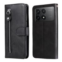 Gangxun - Funda Con Cremallera Para Xiaomi Poco F6 Pro, Carcasa Cartera De Cuero Pu Con Soporte Y Tarjetero