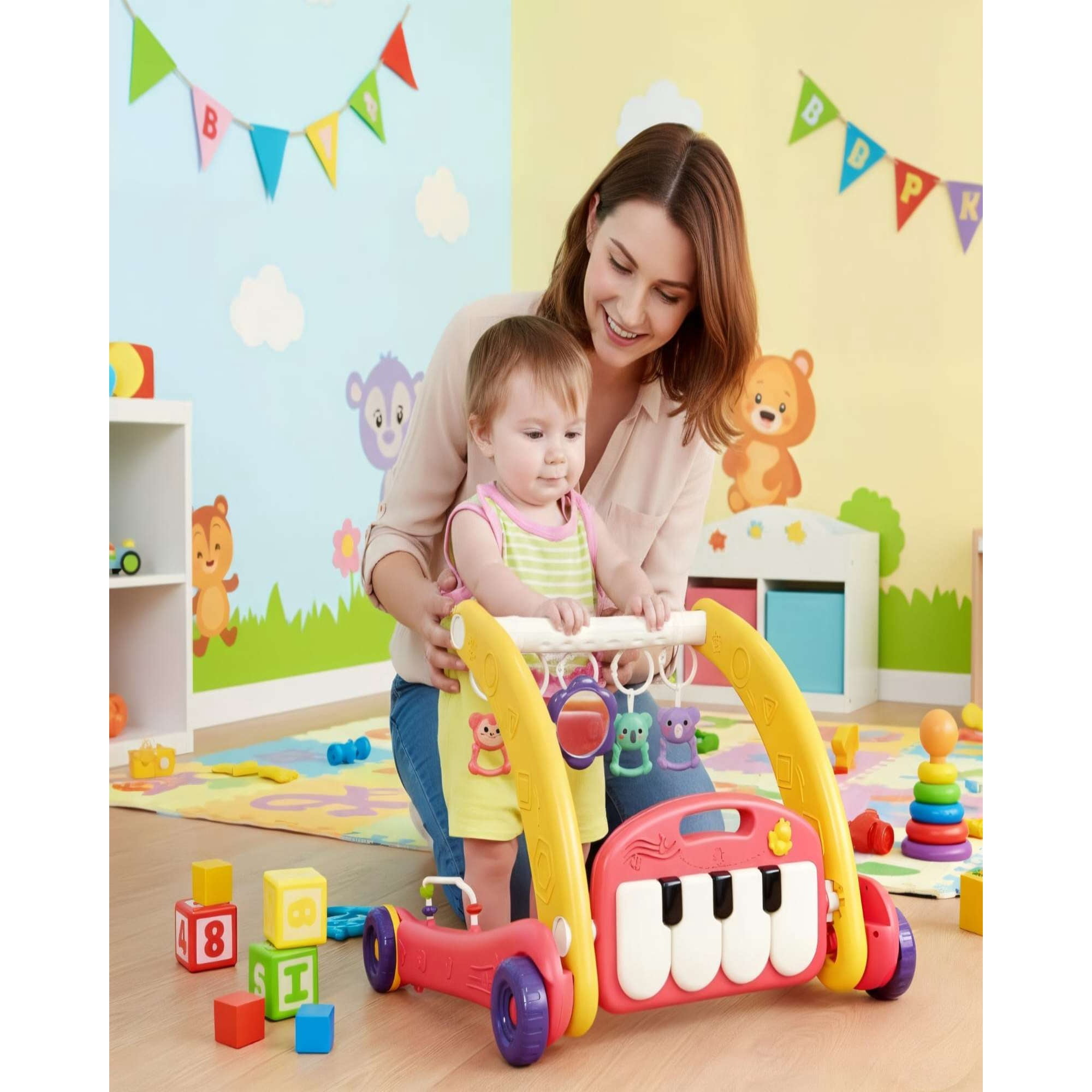 Mylhogar - Andador Ajustable Con Gimnasio Musical Para Bebes