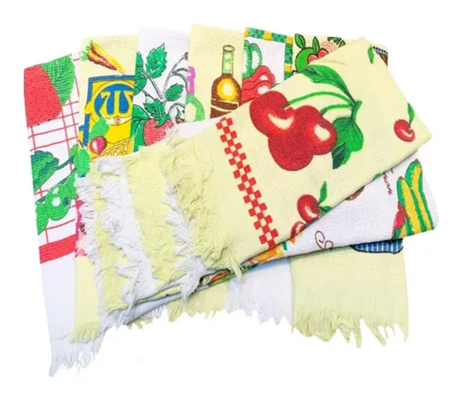 Genérico - Set 12 Paños De Cocina Algodón Estampado Mundo Toallas