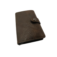 Pios - Billetera Y Tarjetero Rfid Anti-Clonación Con Clip De Cierre Café Oscuro