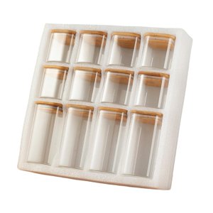 Magideal - 12 Piezas Recipiente Hermético Tarros De Especias De Vidrio Con Tapa Organización De Despensa Multifuncional Tarro De Almacenamiento De Alimentos Para