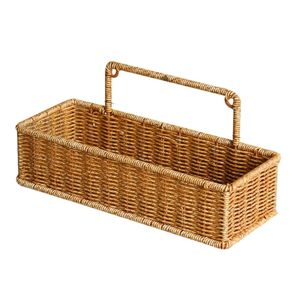 Organizador de almacenamiento tejido para montar en la pared, cesta colgante con asa, decoración hecha a mano para habitación, cesta de almacenamiento Rectangular