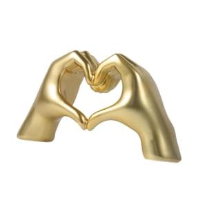 Bothyi - Escultura De Mano De Corazón, Adorno De Escritorio Artesanal Para Festival De Aniversario Interior, Dorado