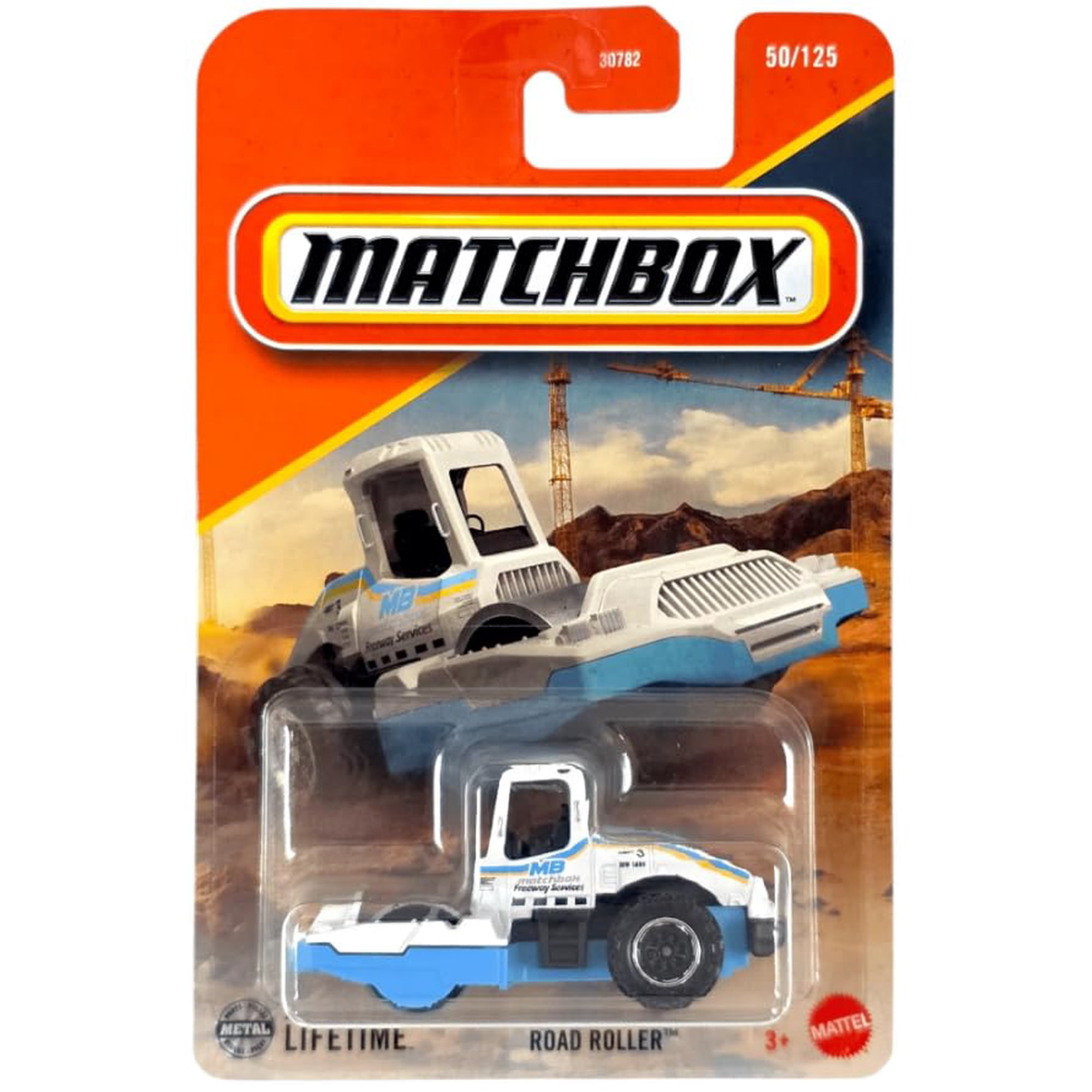 Hot Wheels - Vehículo De Juguete Matchbox Road Roller Diecast A Escala 1:64 Azul