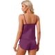thumbnail image 3 of Conjuntos de Pijama para Mujeres Shorts Sexy Cami Satén para Ropa de Dormir Cómoda y Uso en Salón Todo el Año M Púrpura Oscuro, 3 of 5