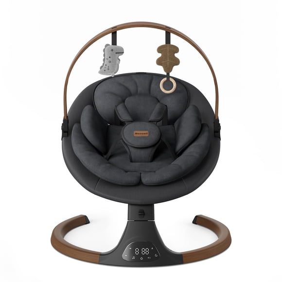 Baby Swing Monamii Bluetooth con altavoz de música de 5 velocidades, color negro