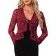 thumbnail image 1 of INSPIRE CHIC Bolero de Encaje Floral para Mujer con Dobladillo Volante, Cárdigan Recortado con Lazo al Frente, Ligero para el Verano, Cubierta en Rojo Oscuro Talla L, 1 of 6