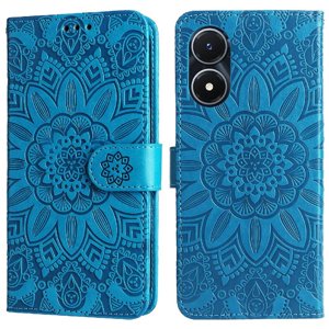 Funda Tipo Cartera Foxdock Para Vivo Y02S , Diseño Girasol En Relieve, Cuero Pu, Cierre Magnético, Soporte Y Tarjetero