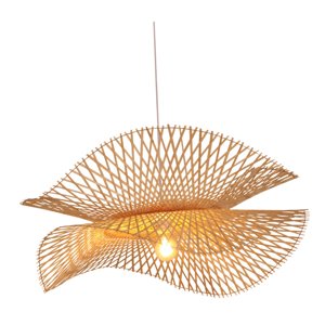 Ioensy - Lámpara Colgante De Bambú Tejida A Mano Para Club Comedor Restaurante 85 Cm