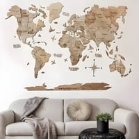 Genérico - Mapa Del Mundo Madera 3D Decorativo