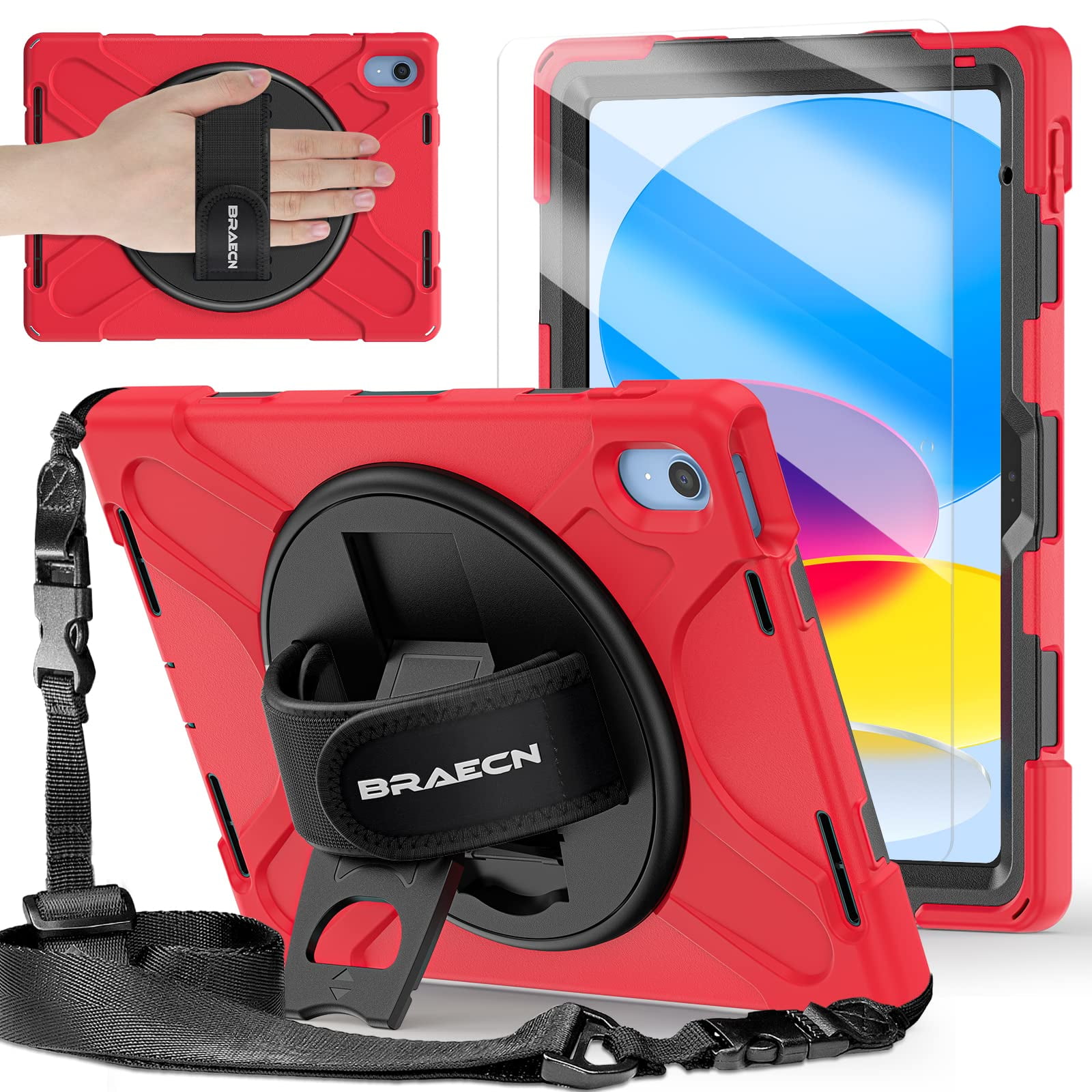 Braecnstock - Funda Braencstock Para Apple Ipad De 11ª Y 10ª Generación, 11/10,9 Pulgadas, Color Rojo