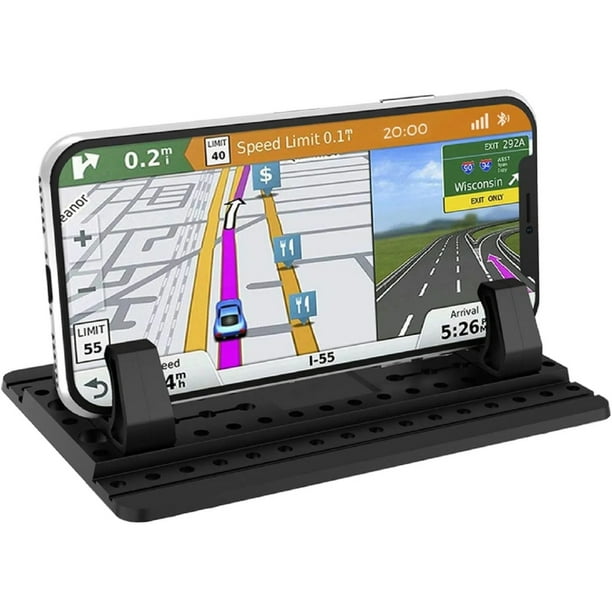 Soporte ajustable para teléfono de coche - Soporte universal para salpicadero, almohadilla GPS para vehículo, se adapta a todos los smartphones, para iPhone XS/XS Max, XR, X, 6S, 7, 8 Plus.-Negro