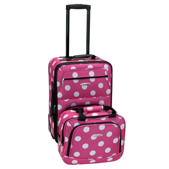 Juego de equipaje Rockland Fashion Softside Upright de 2 piezas con lunares rosas