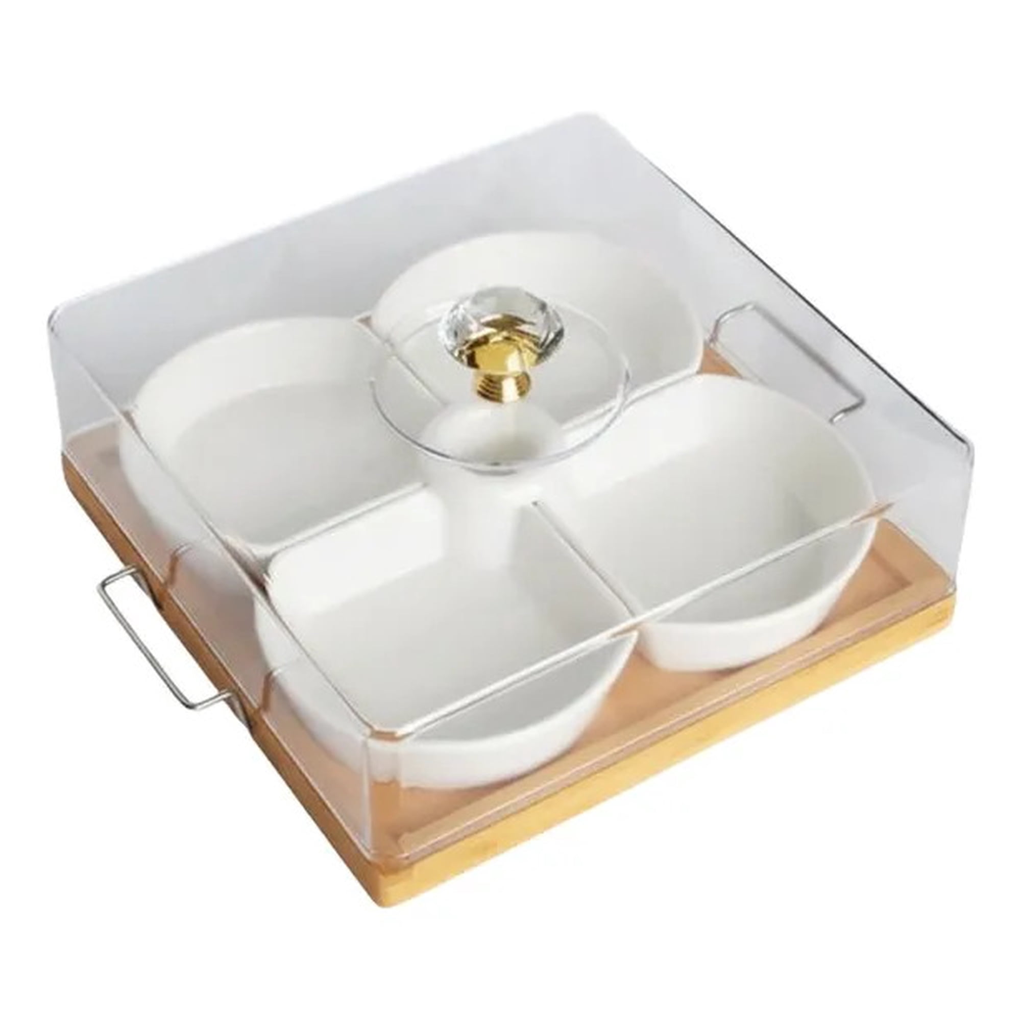 Genérico - Juego Soporte Organizador Snacks Base Bambú 4 Espacio Jhn