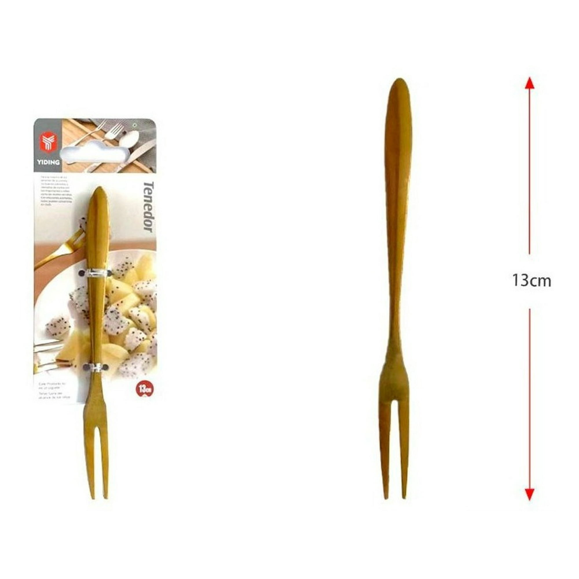 Genérico - Tenedor Para Frutas, 100% Acero Inoxidable Dorado, 13cm