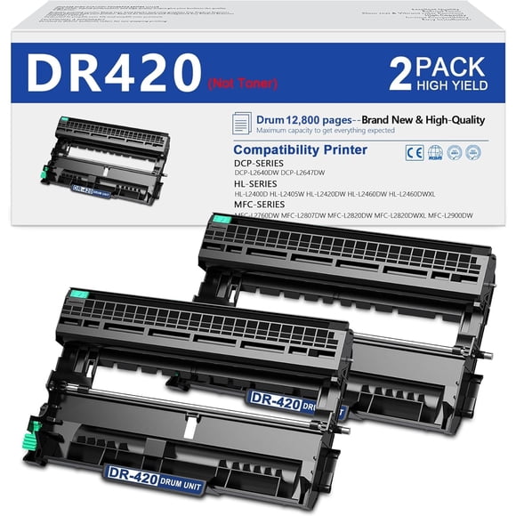 Unidad De Tambor Dr420 Paquete De 2 Negro Alto Rendimiento