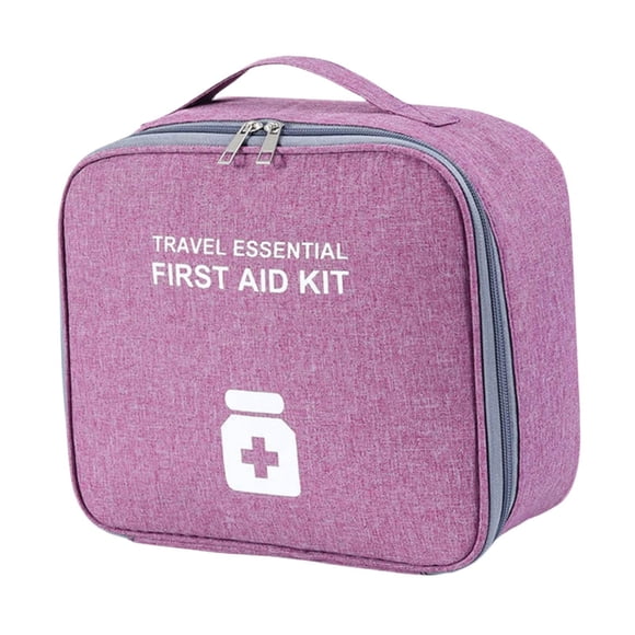 Bolsa de almacenamiento de medicina portátil, bolsa de primeros auxilios de tela Oxford, bolsa médica para el hogar, bolsa médica para senderismo al a morado y L