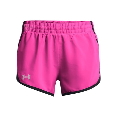 Pantalones Cortos Under Armour Fly By 652 Rebel Para Niñas, Color Rosa, Negro Y Reflectante
