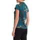 thumbnail image 3 of Blusas de trabajo de satén INSPIRE CHIC para mujer, blusa casual de negocios vintage floral con mangas cortas XL azul marino, 3 of 7