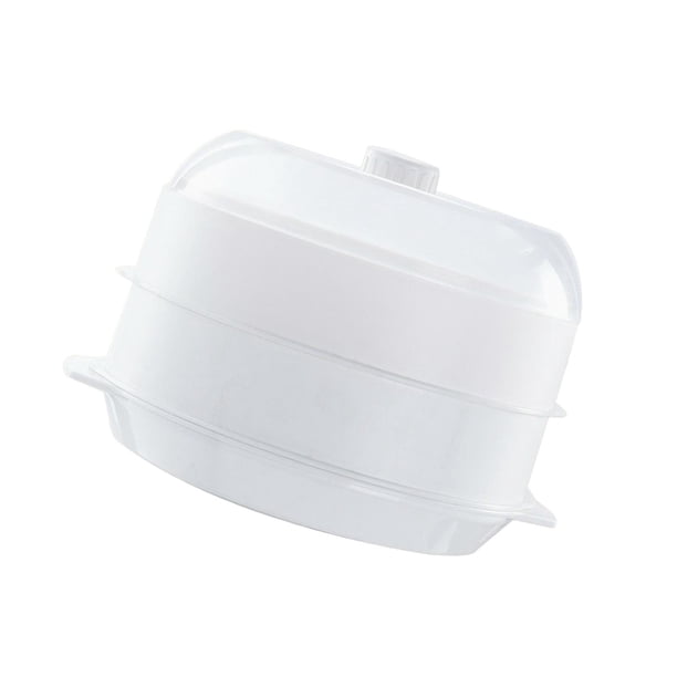 Recipiente De Comida Apilable Para Microondas, Para Verduras, Cocina, Pescado, Blanco, Doble Capa