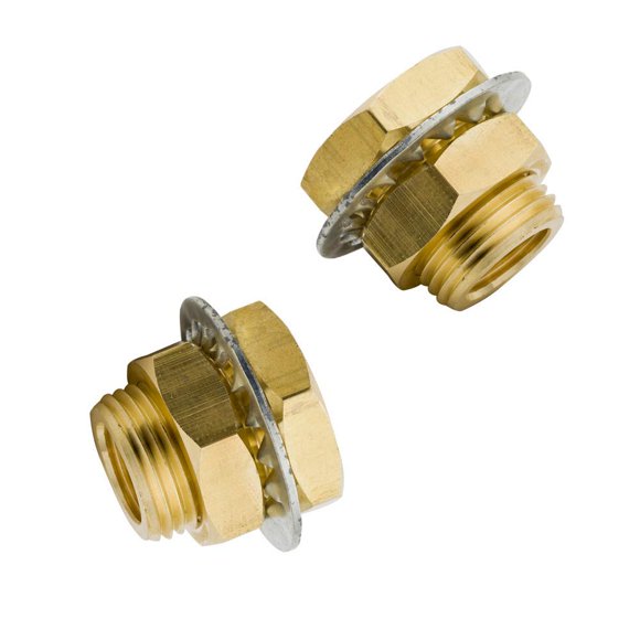 Conector de tubería con mamparo, latón 1/8 NPT hembra (x2)
