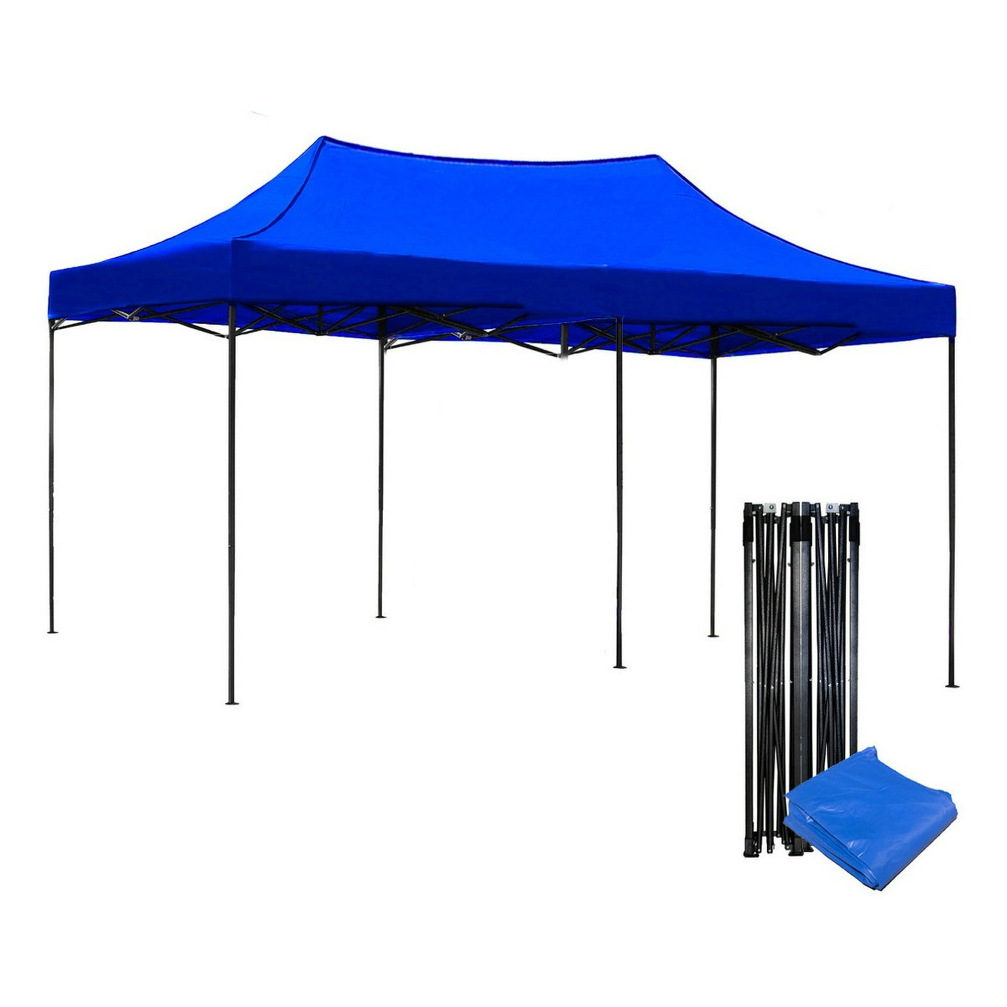 Jardimex - Toldo Plegable 3x6 Impermeable Retractil Azul Metalico