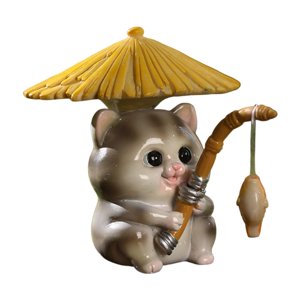 Bothyi - Mini Estatua De Animal, Obra De Arte, Decoración De Pecera, Peces, Para Sala De Estar, Estante, Oficina, Gatito