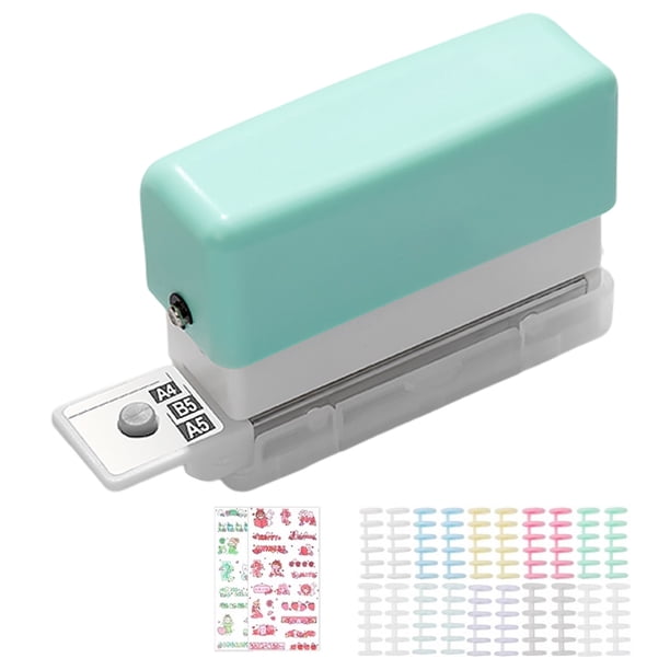 Mini encuadernadora de 5 agujeros - Encuadernadora de 5 agujeros con 20 tiras de hojas sueltas - Fácil de añadir y quitar hojas