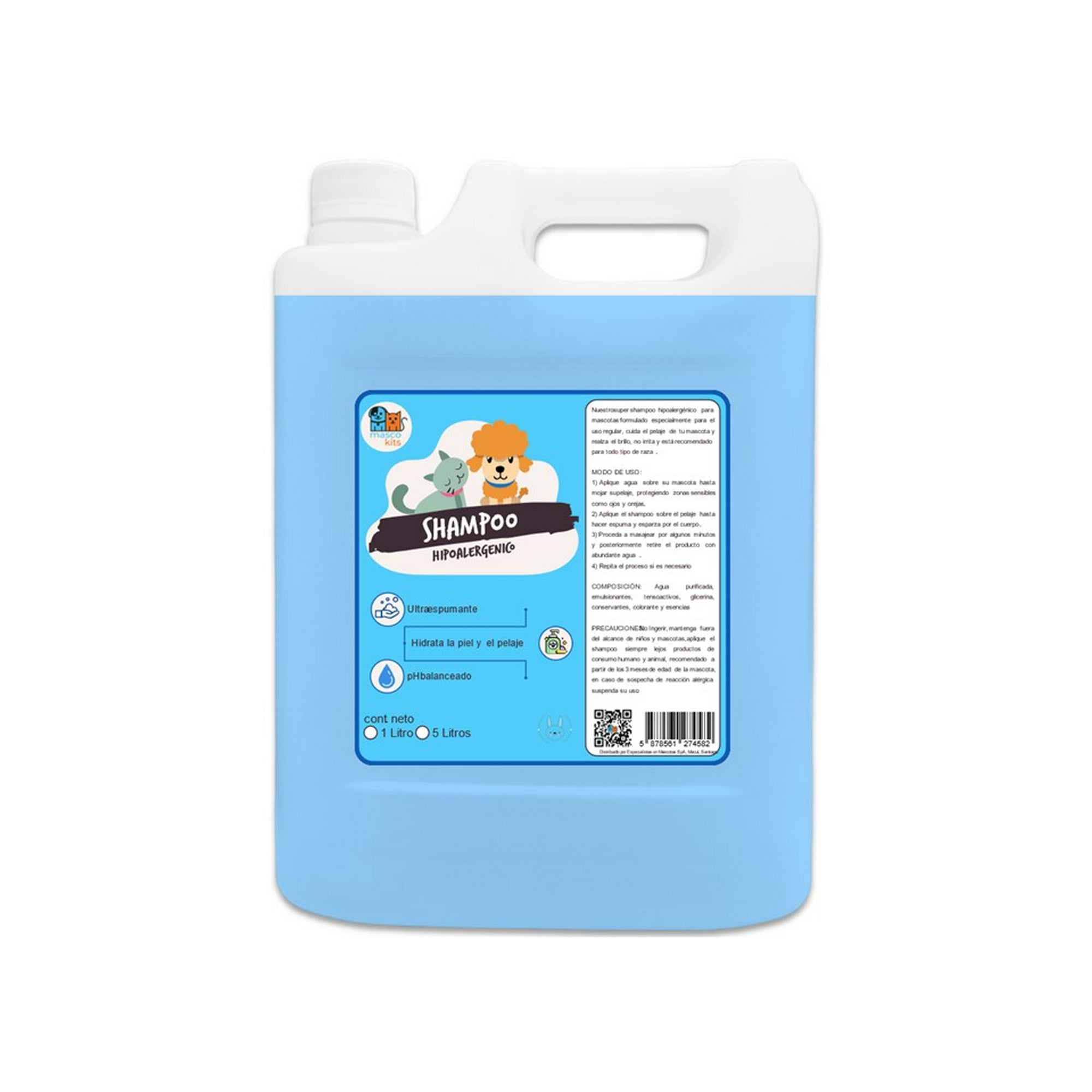 Mascokits - Shampoo Hipoalergénico 5 Litros Perros & Mascotas