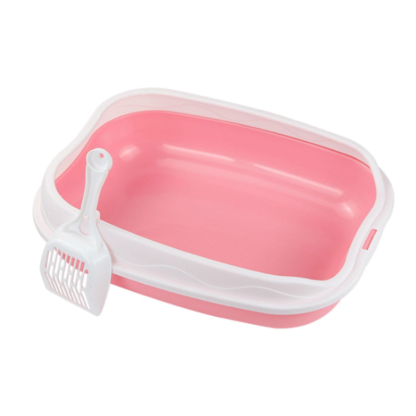 Caja De Arena Para Gatos Caja De Arena Para Gatos Contenedor De Arena Para Gatos Bandeja De Arena Para Mascotas Con Parte Superior Abierta Rosa