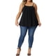 thumbnail image 2 of CURVY GLAM Camiseta sin mangas con tirantes ajustables y pliegues básicos elegantes para mujer de talla grande para la escuela o universidad 4X Negro, 2 of 6