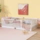 thumbnail image 2 of Twin Size Floor Bed with High Fence Railings, 6 Slats Included, Rubber Wood Floor Bed with Safety Guardrails, without Door,White, 2 of 3