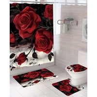 Mylhogar - Juego 5 Piezas Con Cortina De Baño De Tela Poliéster Y Forro De Ducha De Plástico