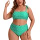 thumbnail image 1 of Agnes Orinda Bikini de Dos Piezas para Mujer de Talla Grande, Cintura Alta, Control de Abdomen, Realce, para Vacaciones, Talla 2X, Verde, 1 of 7
