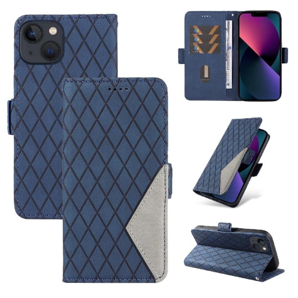Funda Cartera para iPhone 14 con Tarjetero Soporte y Correa Azul