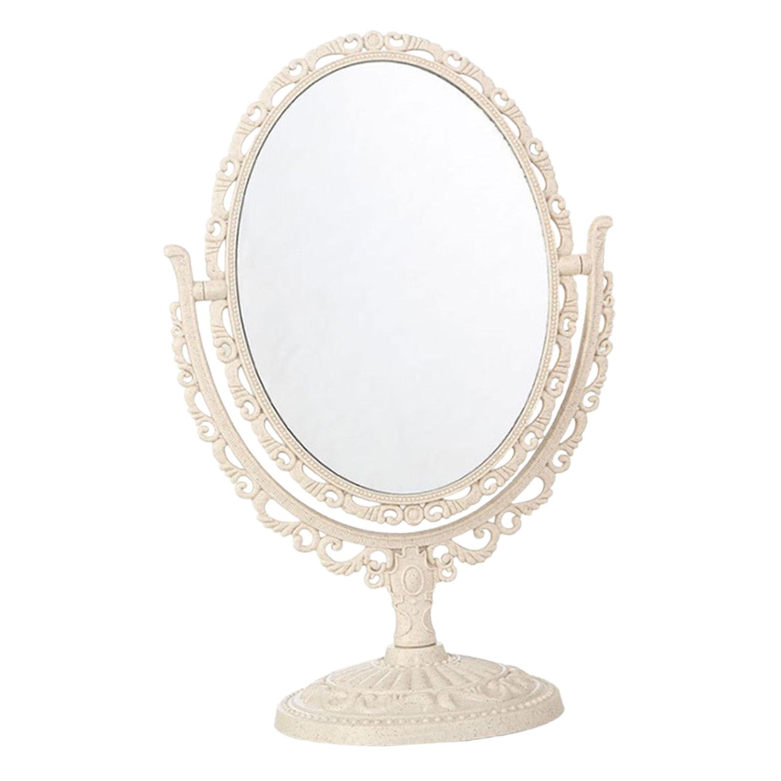 Ioensy - Espejo De Maquillaje De Mesa, Espejo De Escritorio Vintage Para Tocador De Hotel, Dormitorio, Color Beige