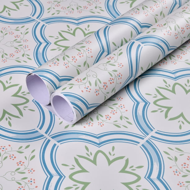 1pc Peel And Stick Wallpaper Tile, Moroccan Tile Cover Up Stickers PVC Contact Paper For Floors Waterproof Wear-resistant Wall Tiles For Bathroom Walls Kitchen Back Splash Vinyl Flooring Roll Floor
