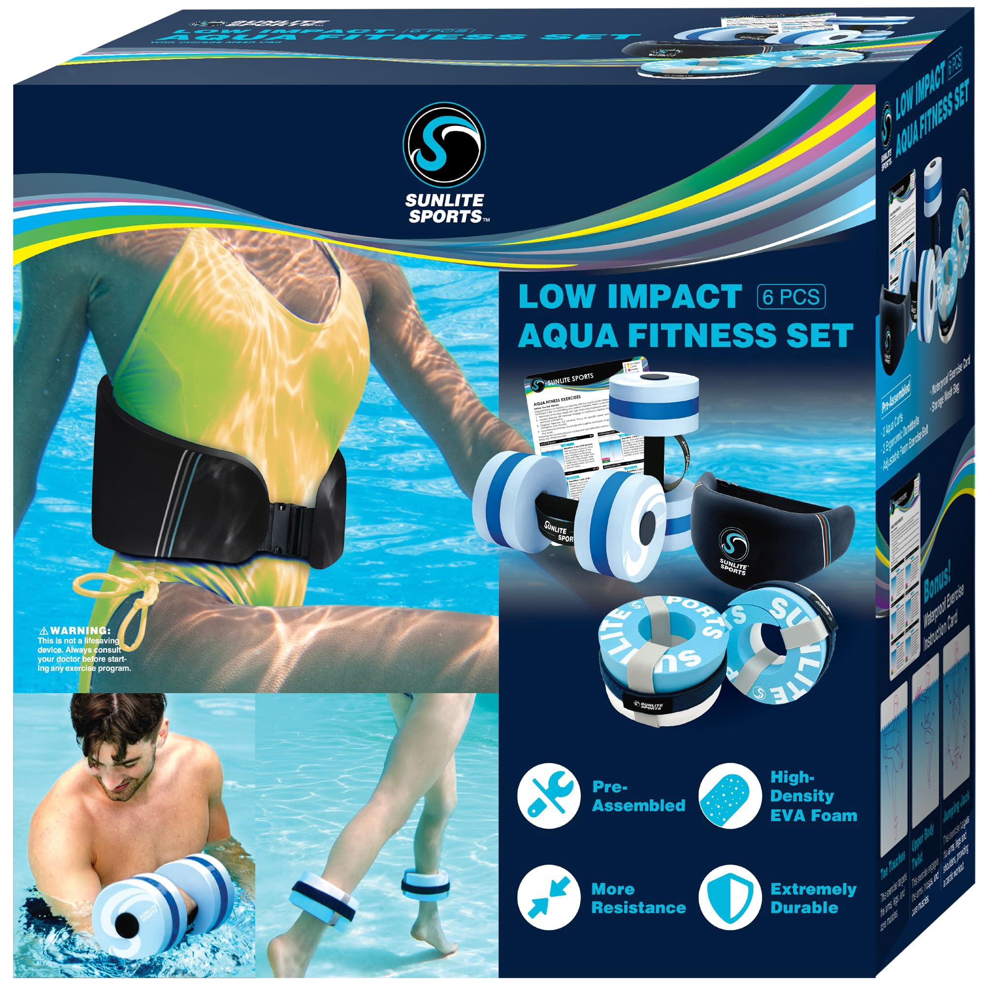 Set De Entrenamiento Acuático Sunlite Sports, Cinturón De Natación Con Mancuernas