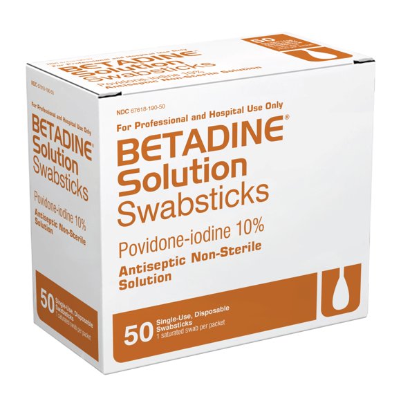 Toallitas para Limpieza de Piel Betadine 10% Povidona-Yodo 50 unidades