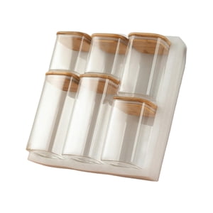 Magideal - Tarro De Vidrio Transparente Para Almacenamiento De Alimentos, Organización De Cocina, Tarros De Vidrio Multifuncionales, Tapa De Bambú Para El Hogar,