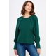 thumbnail image 1 of Saronite Top Casual Básico, de Manga Larga Raglán, con Cuello Redondo y Lazo en la Espalda, Color Verde Cazador (para Mujer), 1 of 1
