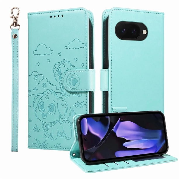 Funda Billetera FOXDOCK Compatible con Google Pixel 9A, Diseño Perrito Tierno, Ranuras para Tarjetas y Soporte Plegable