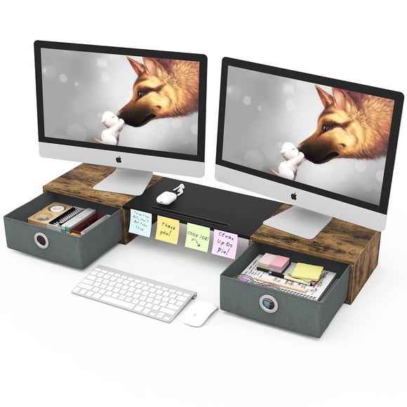 Soporte para monitor WESTREE Dual con 2 cajones de 100 libras
