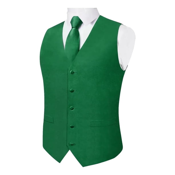 Gilet Satin Formal Hombre Chaqueta Sin Mangas Matrimonio verde M